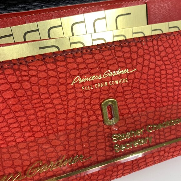 Princess Gardner Stasher Checkbook Secretary Wallet Red Cowhide w/ Gift Box - Picture 9 of 10